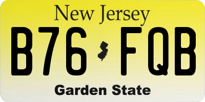 NJ license plate B76FQB