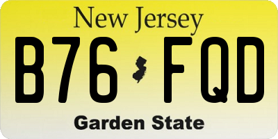 NJ license plate B76FQD