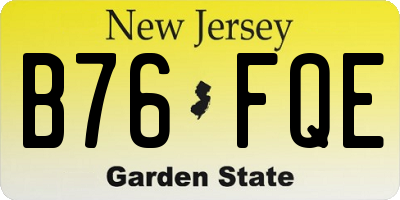 NJ license plate B76FQE