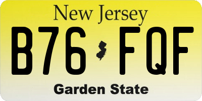 NJ license plate B76FQF