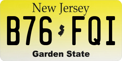 NJ license plate B76FQI