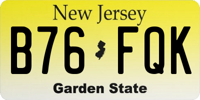 NJ license plate B76FQK