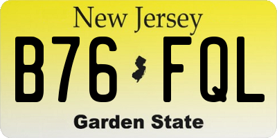 NJ license plate B76FQL