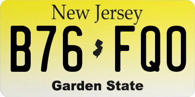 NJ license plate B76FQO