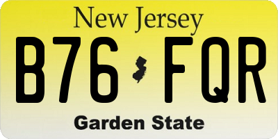 NJ license plate B76FQR