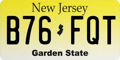 NJ license plate B76FQT