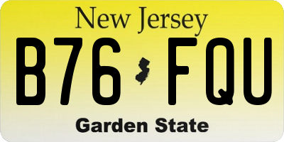 NJ license plate B76FQU