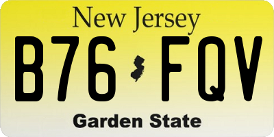 NJ license plate B76FQV