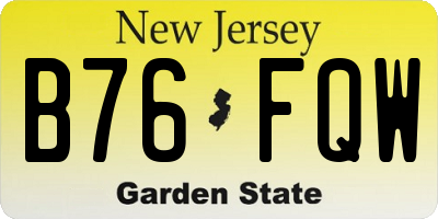NJ license plate B76FQW
