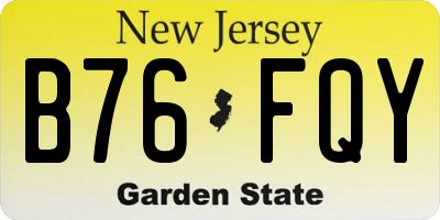 NJ license plate B76FQY