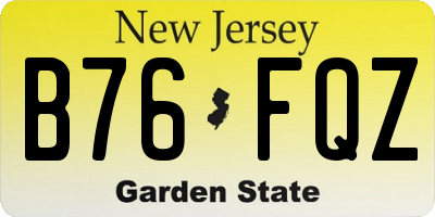 NJ license plate B76FQZ