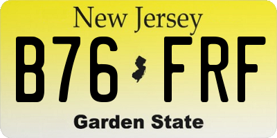 NJ license plate B76FRF