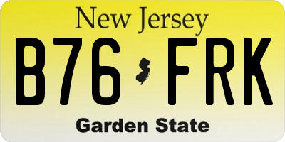 NJ license plate B76FRK