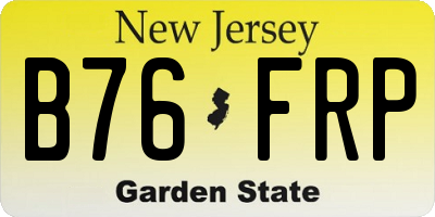 NJ license plate B76FRP