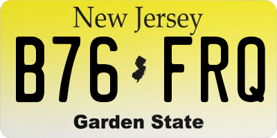 NJ license plate B76FRQ