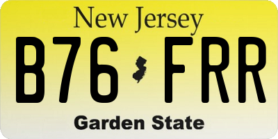NJ license plate B76FRR