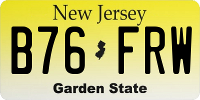 NJ license plate B76FRW