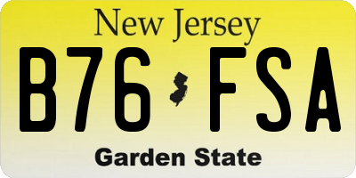 NJ license plate B76FSA