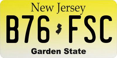 NJ license plate B76FSC