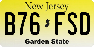 NJ license plate B76FSD