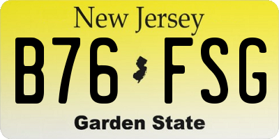 NJ license plate B76FSG