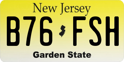 NJ license plate B76FSH