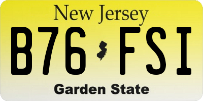 NJ license plate B76FSI