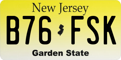 NJ license plate B76FSK