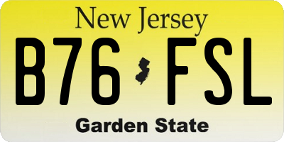 NJ license plate B76FSL