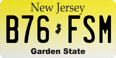 NJ license plate B76FSM