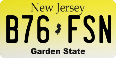 NJ license plate B76FSN