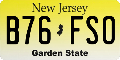 NJ license plate B76FSO