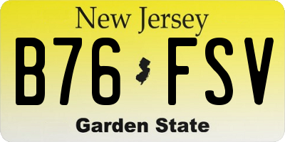 NJ license plate B76FSV