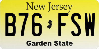 NJ license plate B76FSW