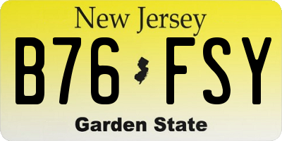 NJ license plate B76FSY