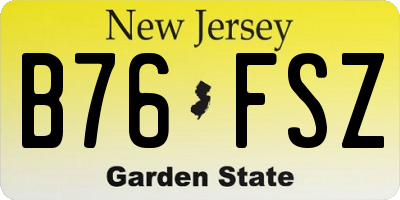 NJ license plate B76FSZ