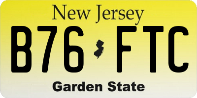 NJ license plate B76FTC