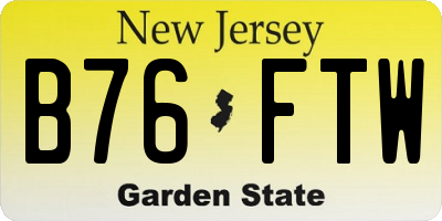 NJ license plate B76FTW