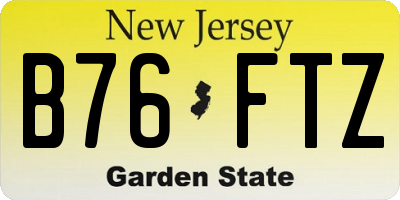 NJ license plate B76FTZ