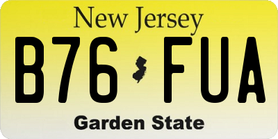 NJ license plate B76FUA