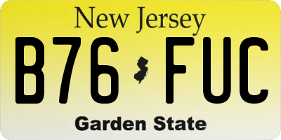 NJ license plate B76FUC