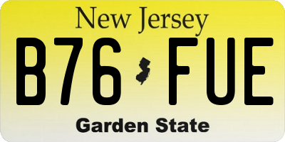 NJ license plate B76FUE