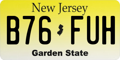 NJ license plate B76FUH
