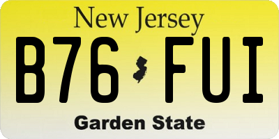 NJ license plate B76FUI