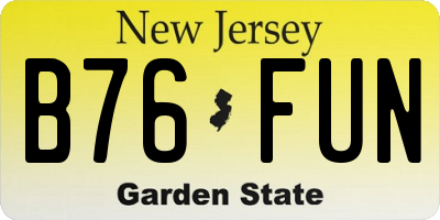 NJ license plate B76FUN