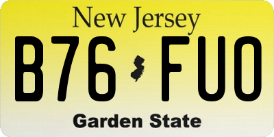 NJ license plate B76FUO