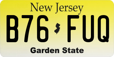 NJ license plate B76FUQ