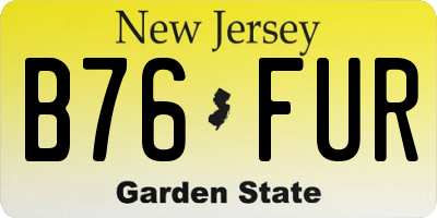 NJ license plate B76FUR