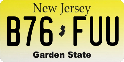 NJ license plate B76FUU