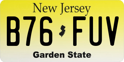 NJ license plate B76FUV